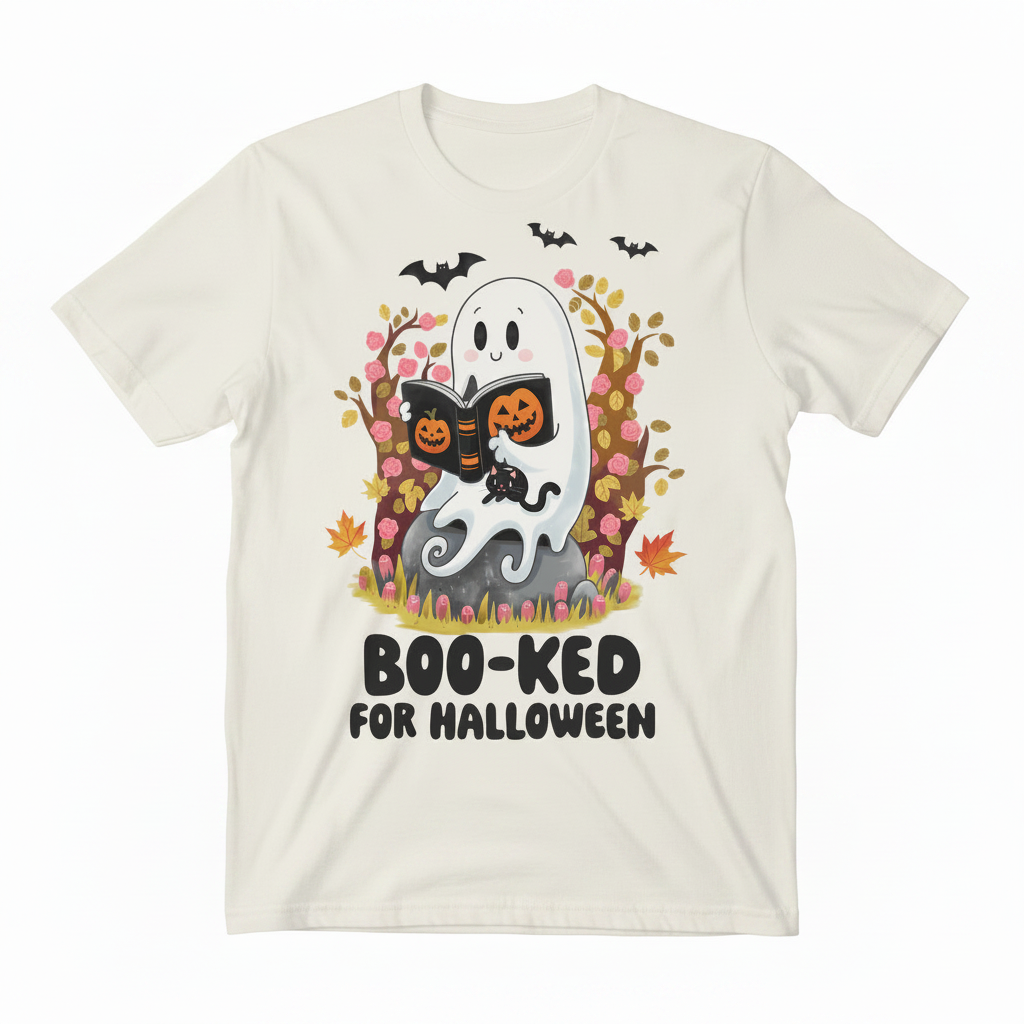Boo-ked for Halloween - Beige Flat Lay