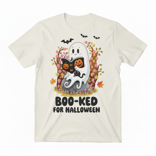 Boo-ked for Halloween - Beige Flat Lay