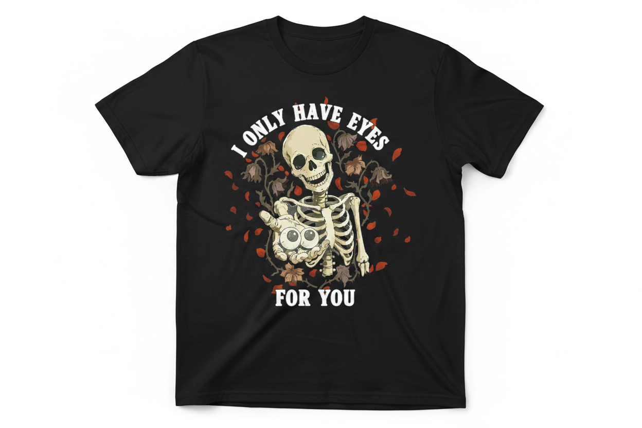 I Only Have Eyes For You - Black Tee Flat Lay