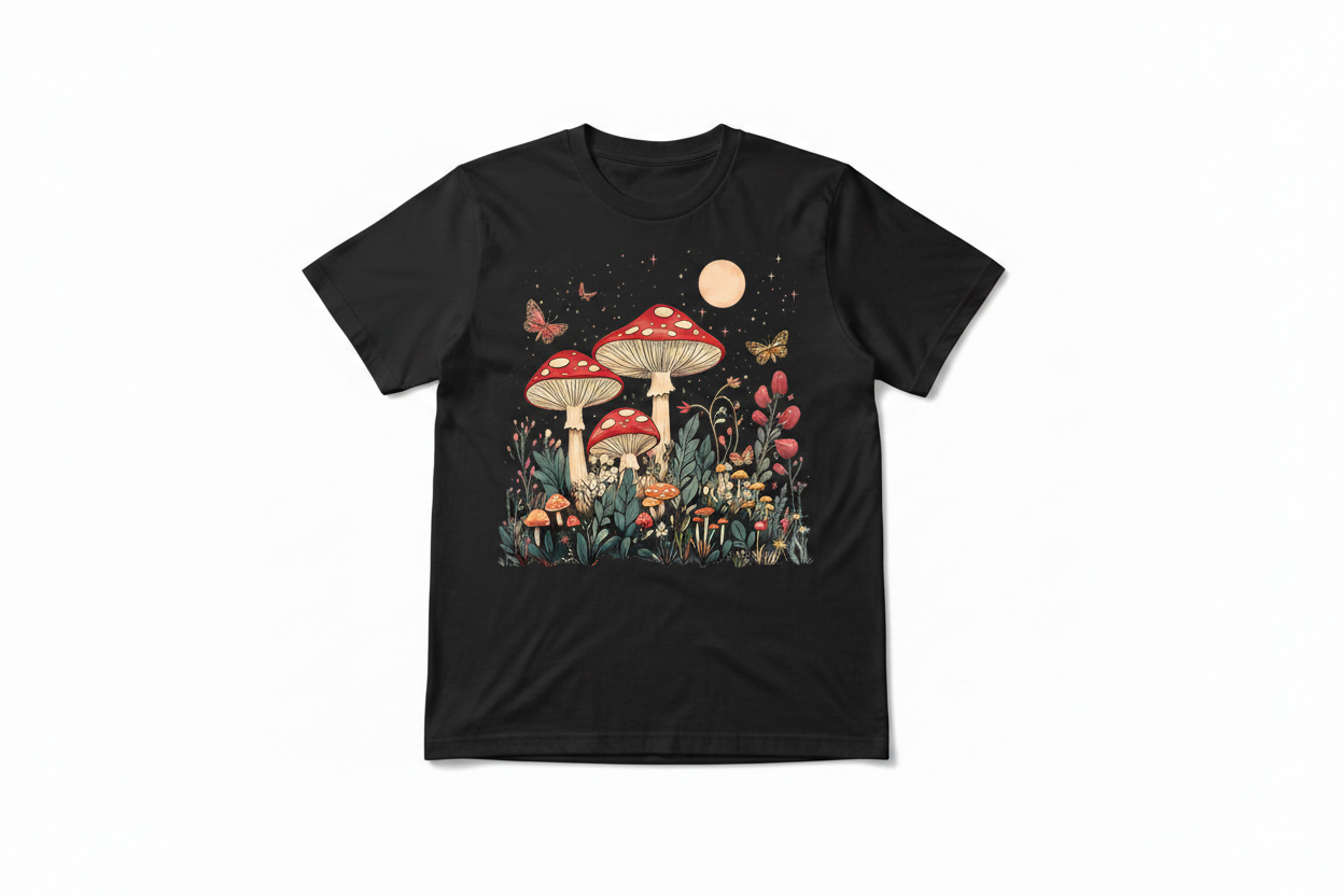 Mushroom Scene Tee - Black