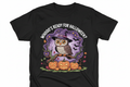 Whooo's Ready for Halloween - Black Tee Flat Lay